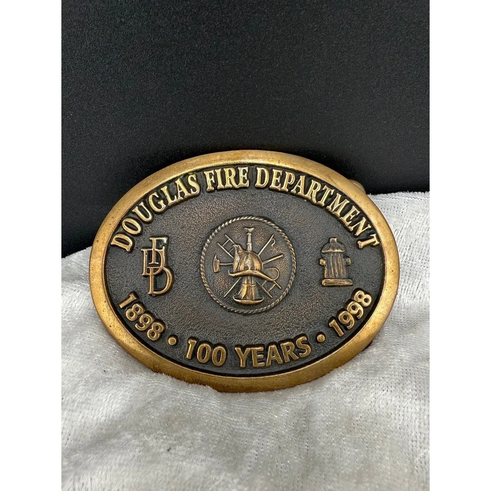 Vintage Douglas Fire Department Belt Buckle 100 years 1898-1998